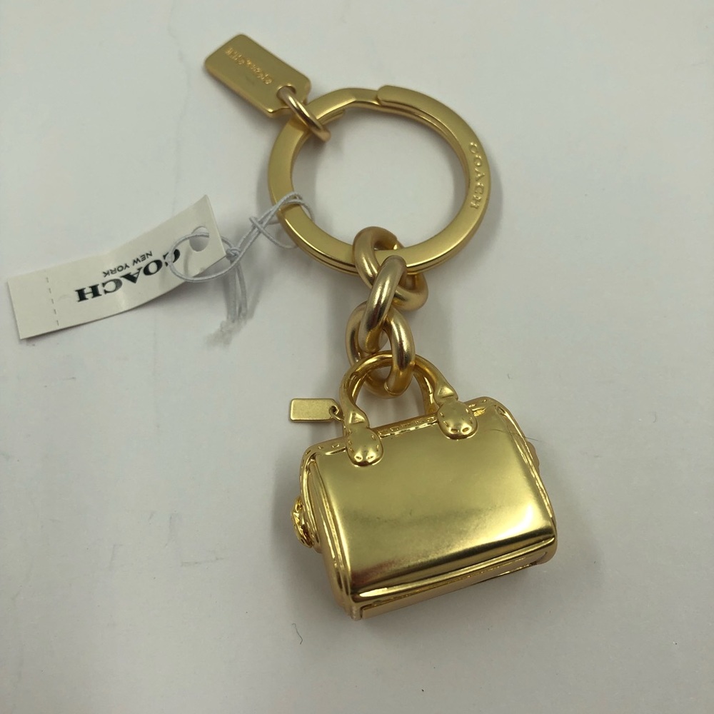 NWT- Coach bag charm / key ring in gold-tone metal